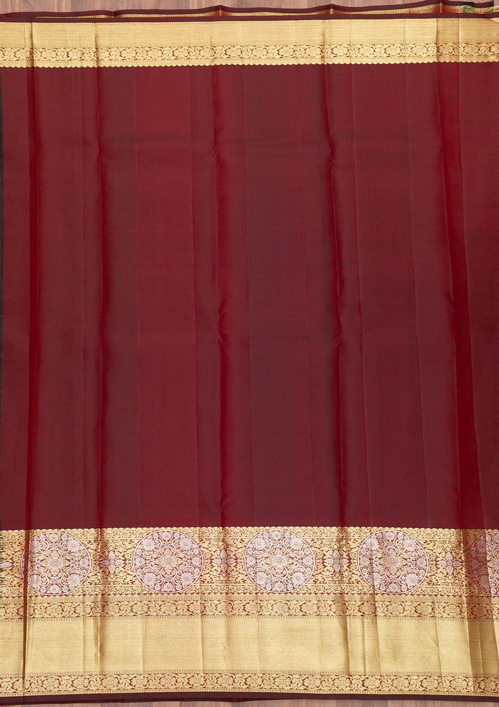 Maroon Zariwork Pure Silk Saree-Koskii