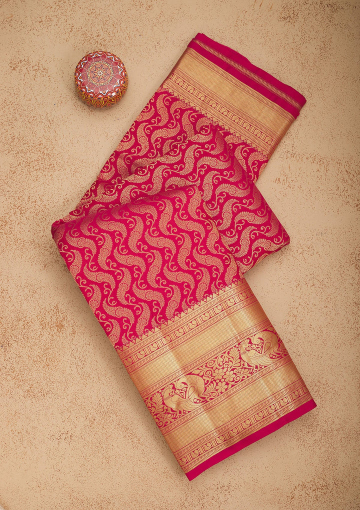 Maroon Zariwork Pure Silk Saree-Koskii