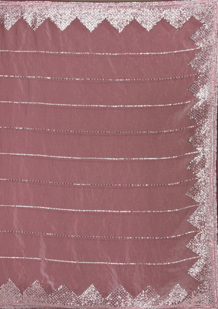 Mauve Sequins Tissue Saree-Koskii