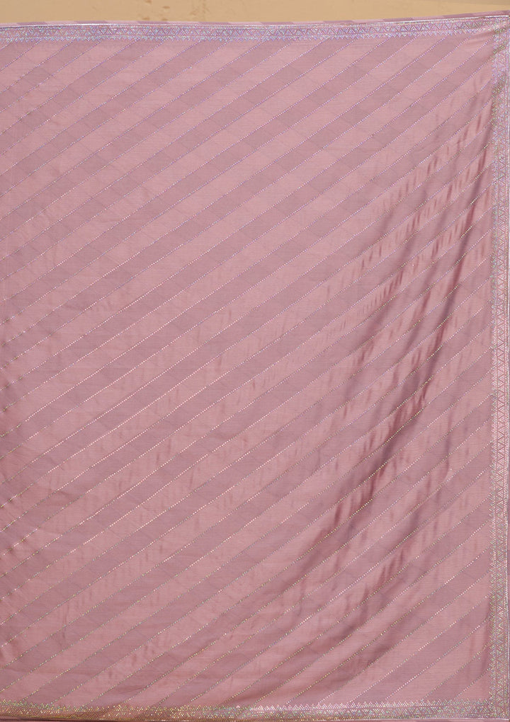 Mauve Swarovski Semi Crepe Saree-Koskii