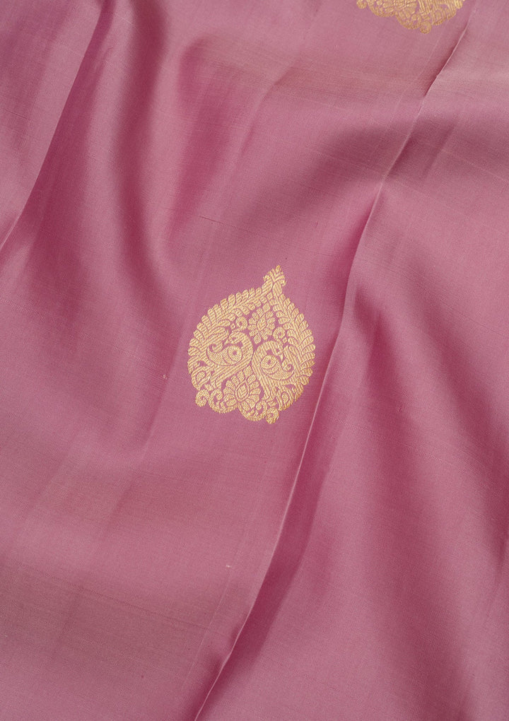 Mauve Zariwork Pure Silk Saree-Koskii