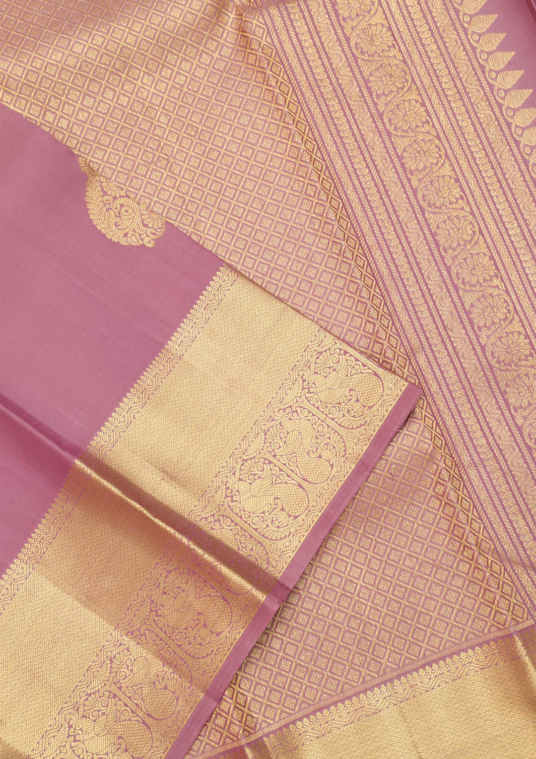 Mauve Zariwork Pure Silk Saree-Koskii