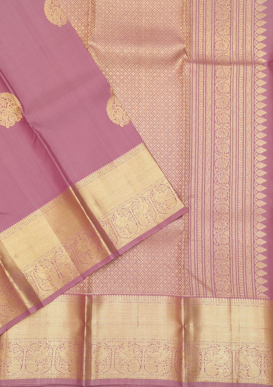 Mauve Zariwork Pure Silk Saree-Koskii