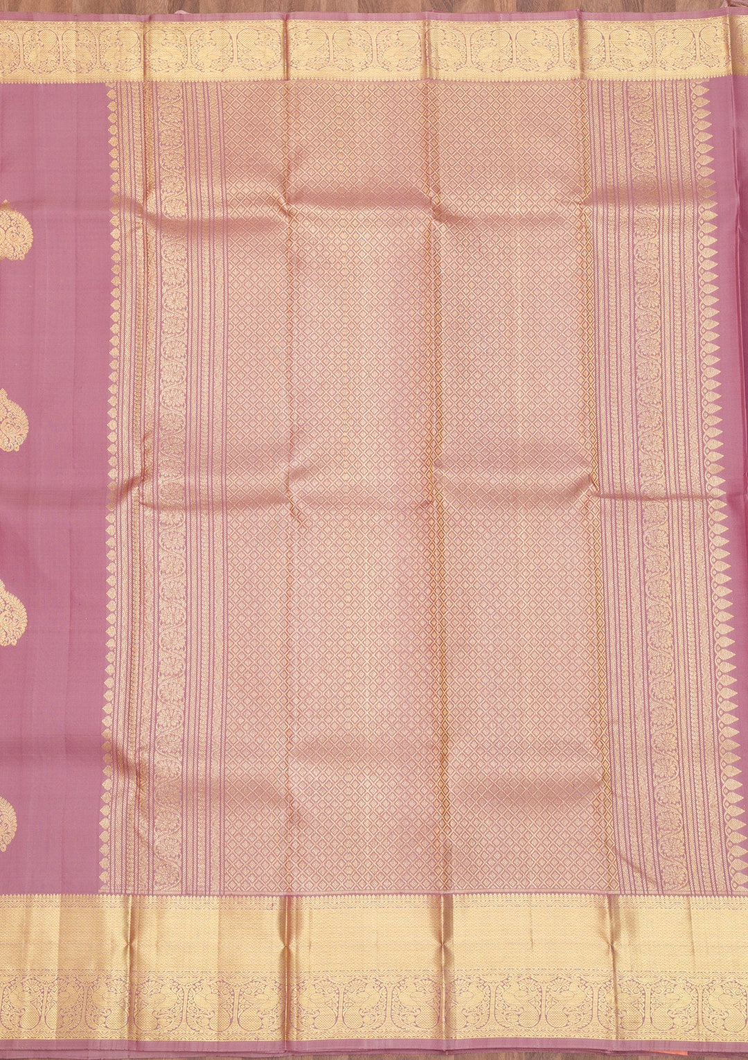 Mauve Zariwork Pure Silk Saree-Koskii
