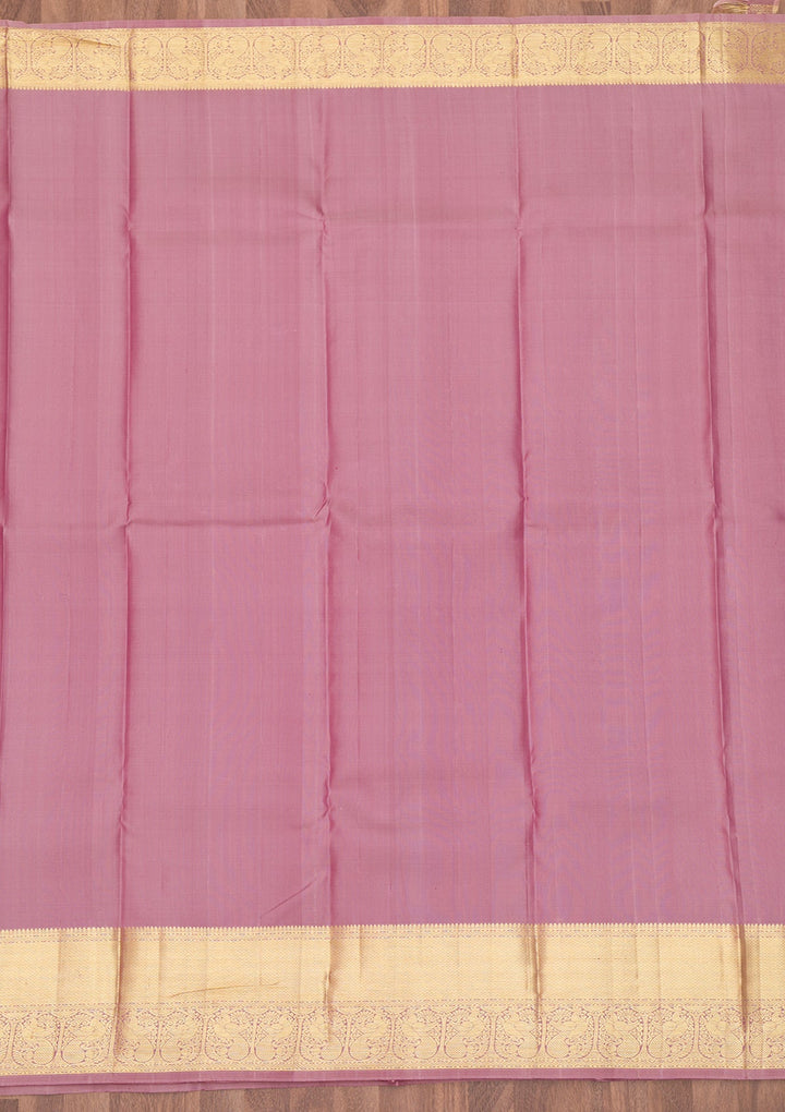 Mauve Zariwork Pure Silk Saree-Koskii