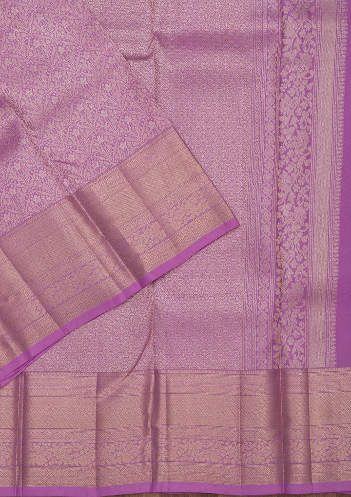 Mauve Zariwork Pure Silk Saree-Koskii