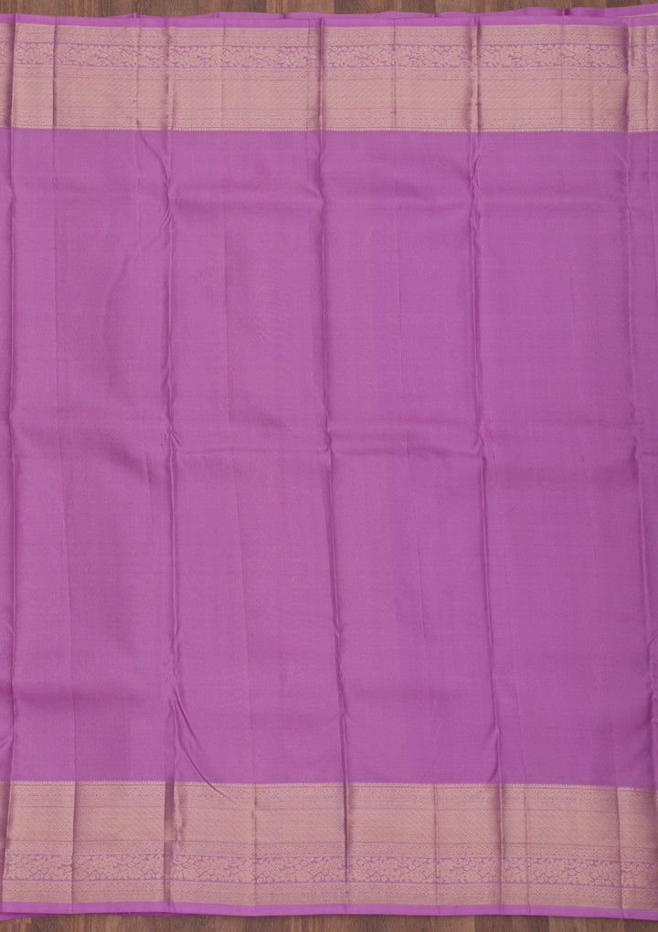 Mauve Zariwork Pure Silk Saree-Koskii