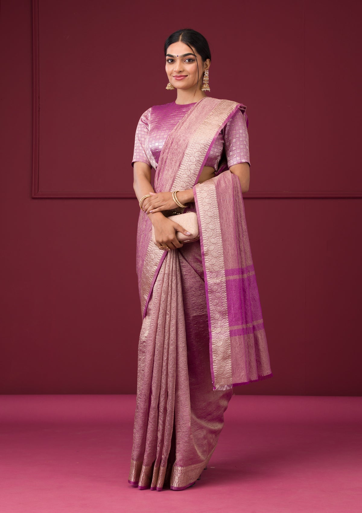 Gorgeous Mauve Tissue Zari Party Wear Designer Saree