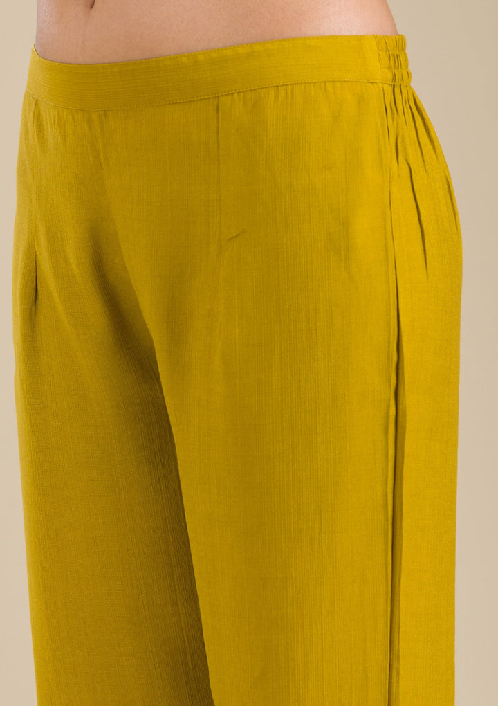 Mehendi Threadwork Chiffon Readymade Salwar Suit-Koskii