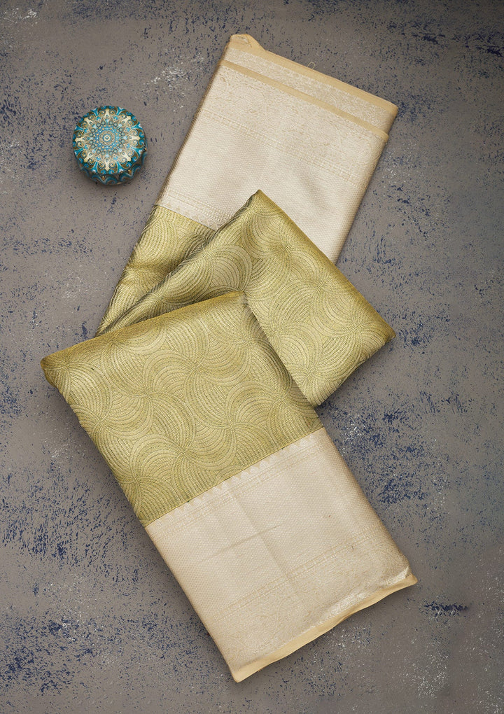 Mehendi Zariwork Pure Silk Saree-Koskii