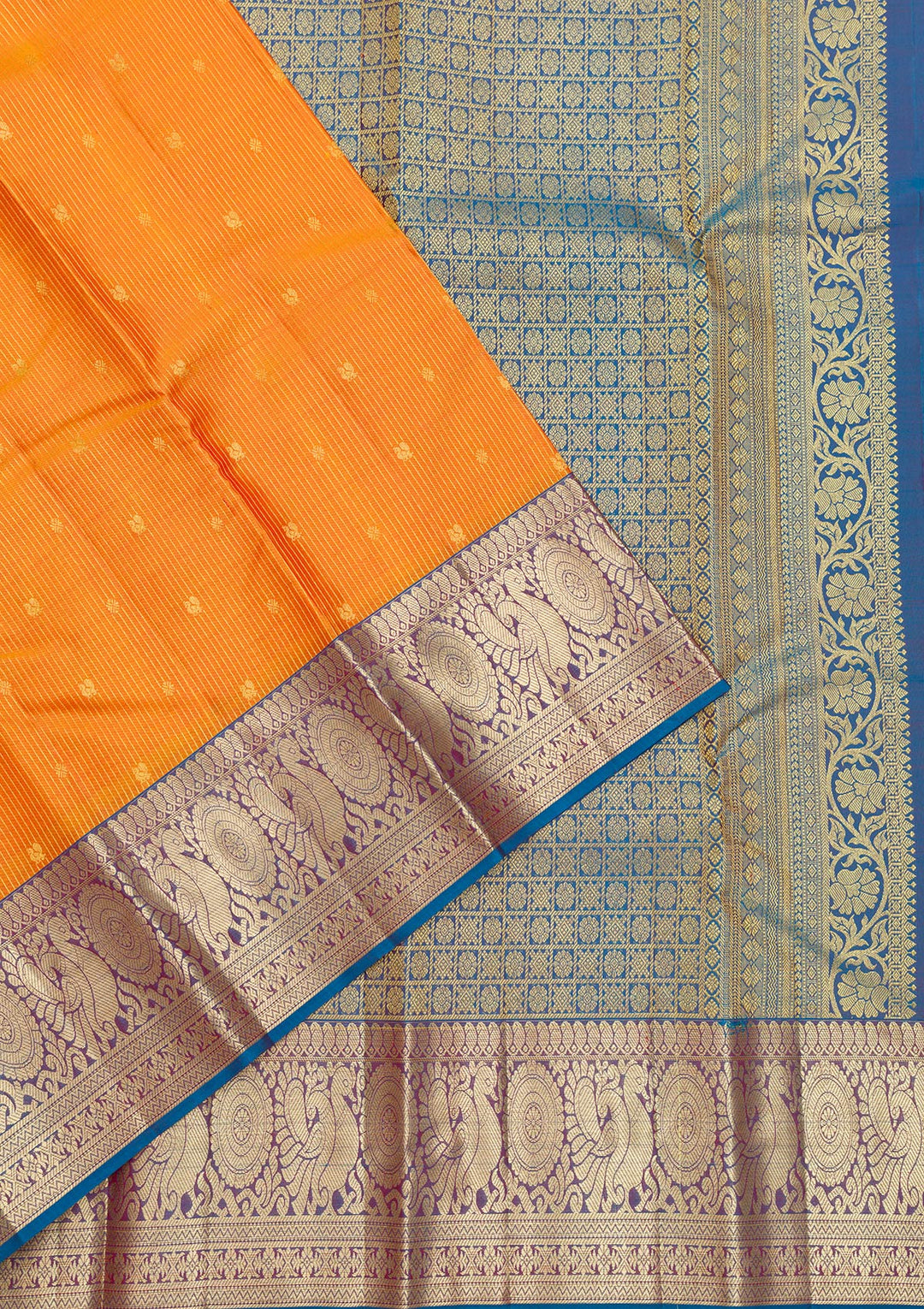 Mustard Zariwork Pure Silk Saree-Koskii