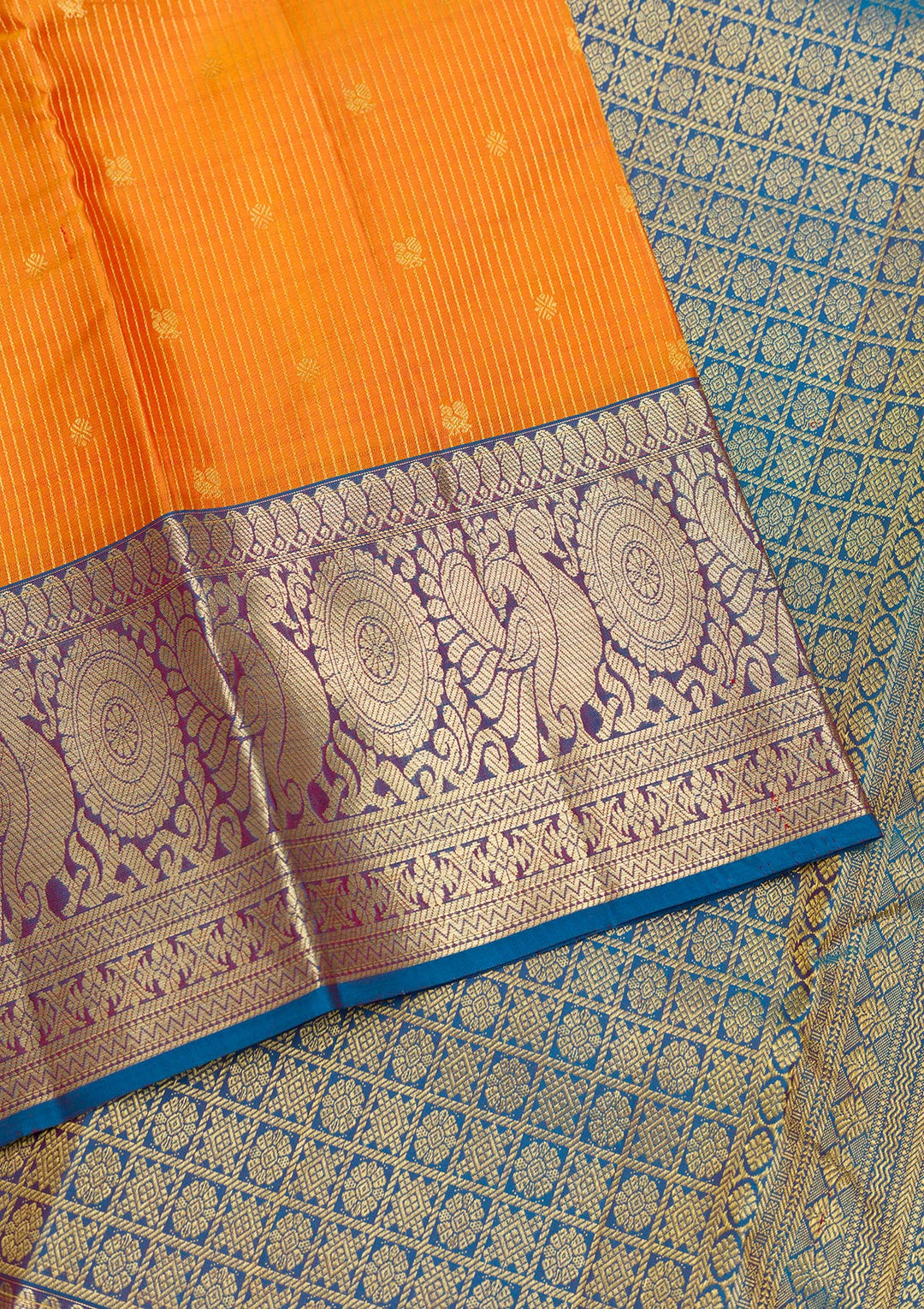 Mustard Zariwork Pure Silk Saree-Koskii