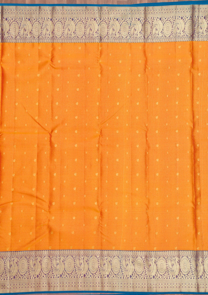 Mustard Zariwork Pure Silk Saree-Koskii