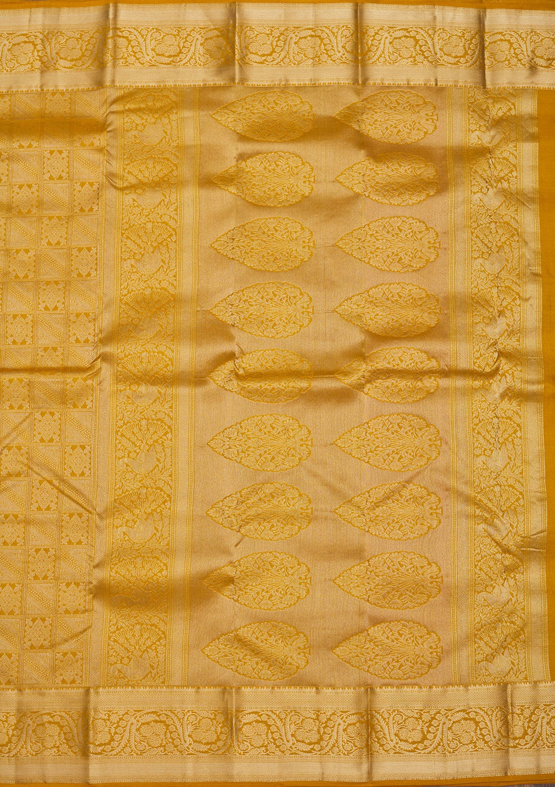 Mustard Zariwork Pure Silk Saree-Koskii