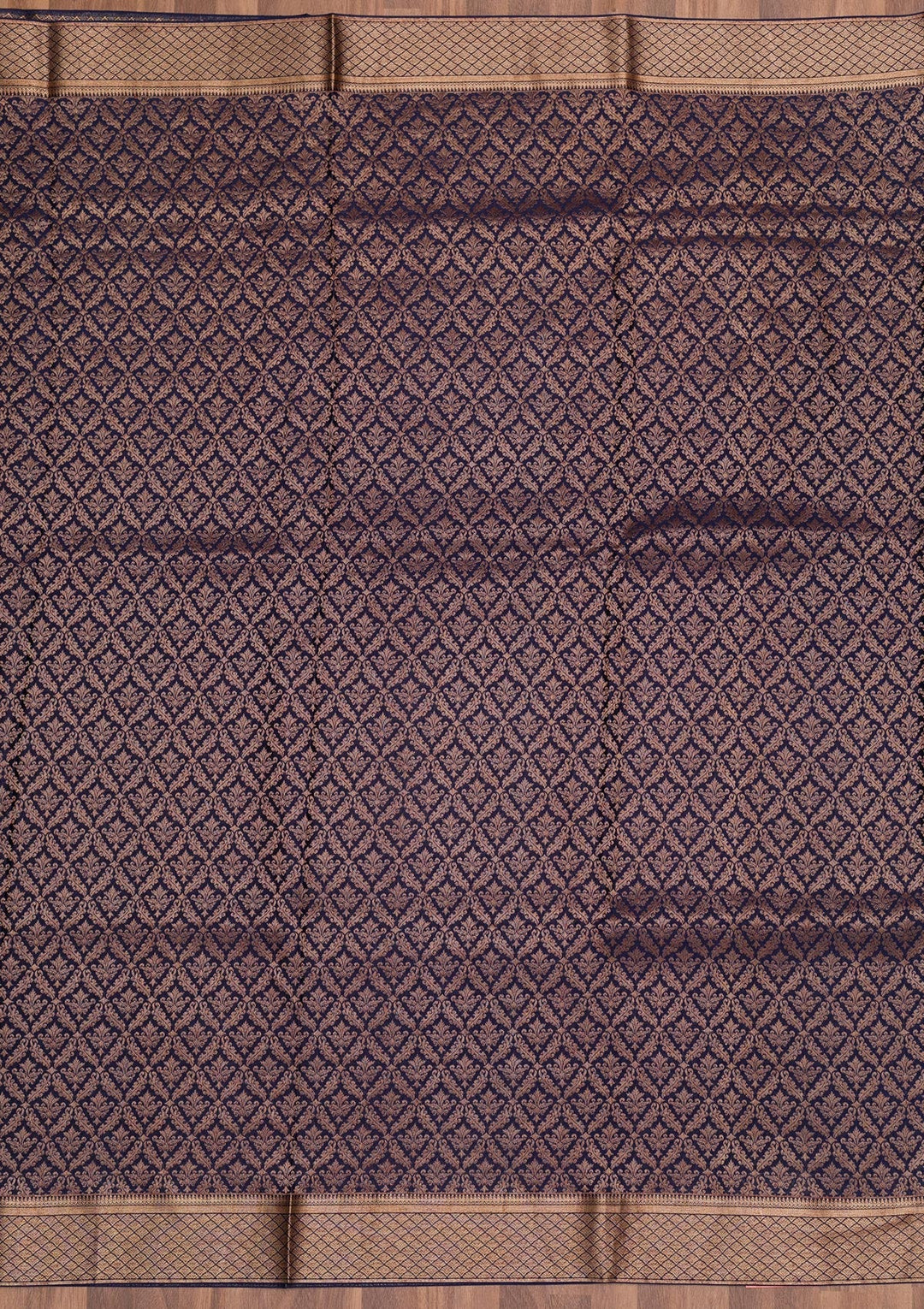 Navy Blue Zariwork Pure Silk Saree-Koskii