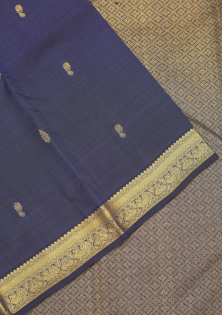 Navy Blue Zariwork Pure Silk Saree
