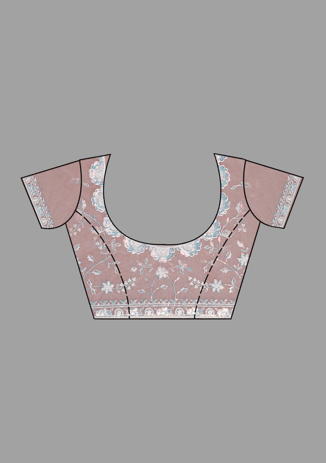 Off White Sequins Tissue Saree-Koskii