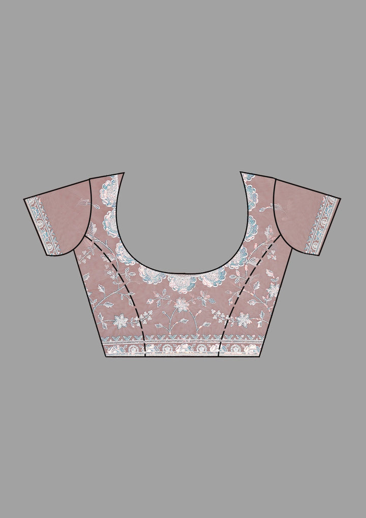 Off White Sequins Tissue Saree-Koskii