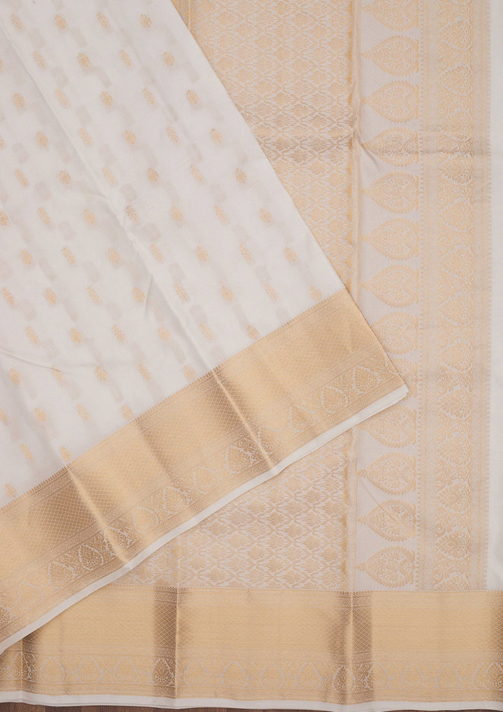 Off White Zariwork Pure Silk Saree