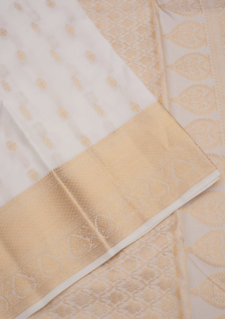 Off White Zariwork Pure Silk Saree
