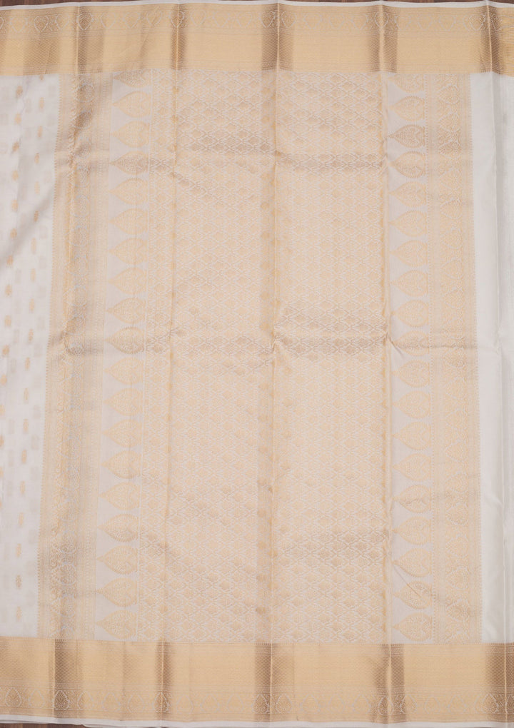 Off White Zariwork Pure Silk Saree