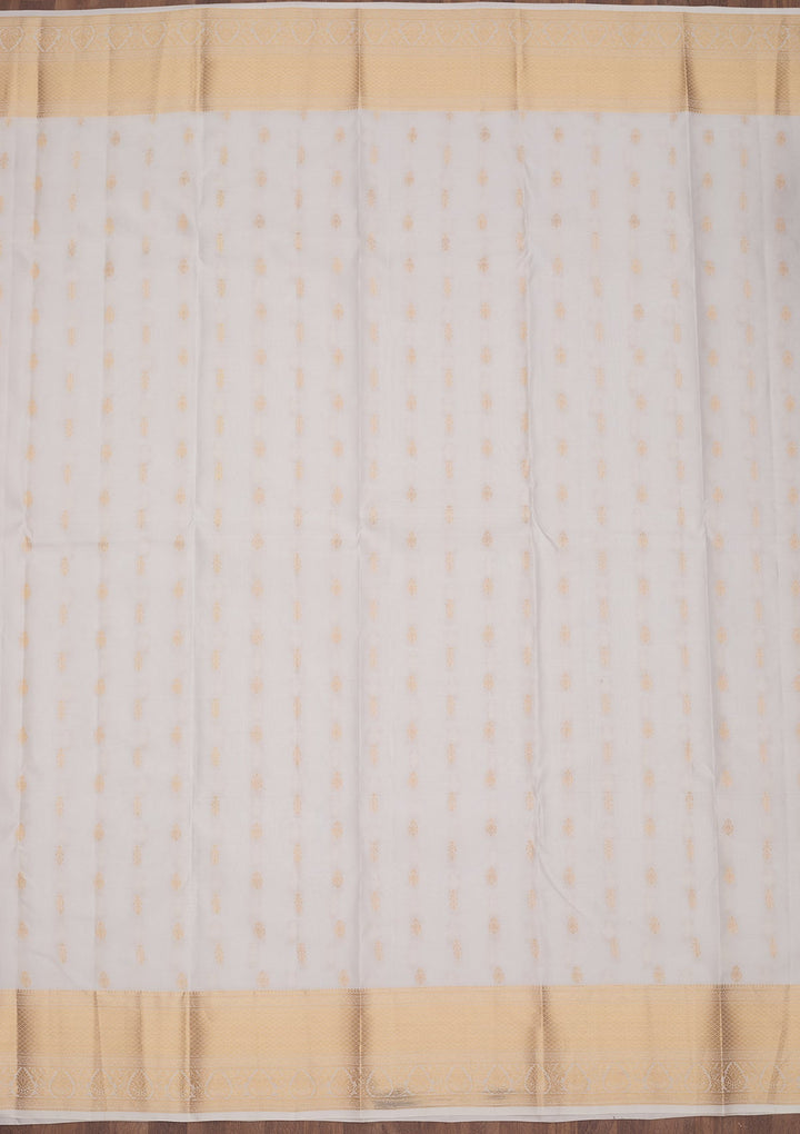 Off White Zariwork Pure Silk Saree