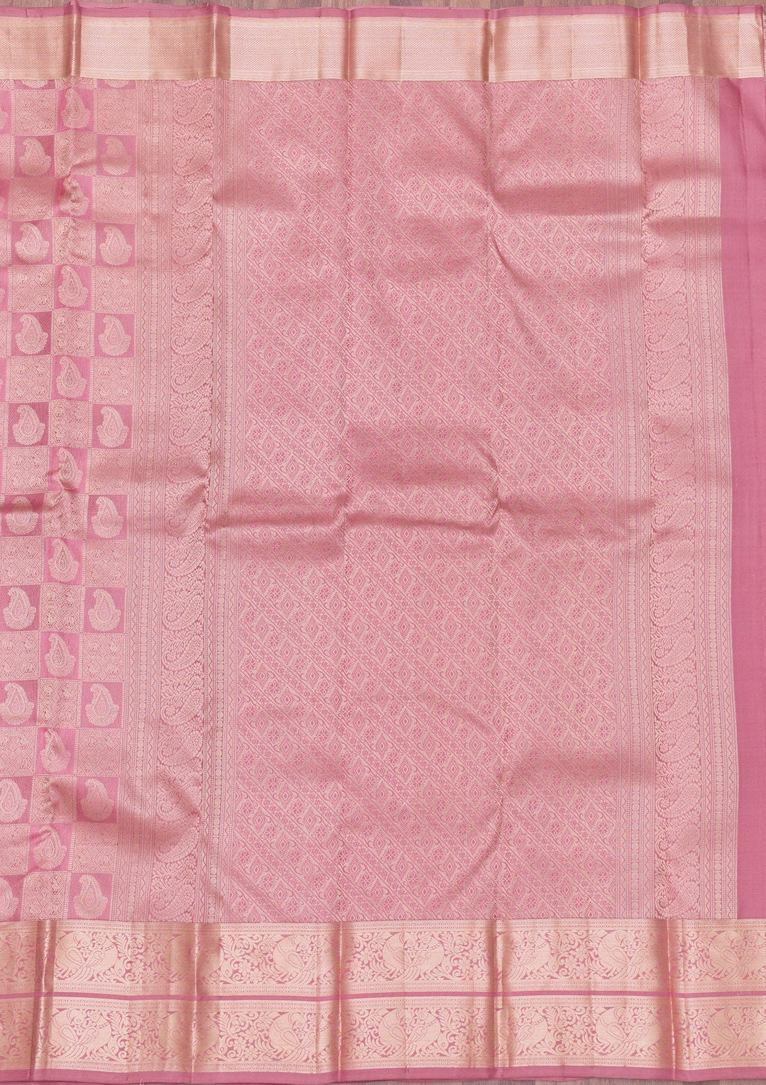 Onion Pink Zariwork Pure Silk Saree-Koskii