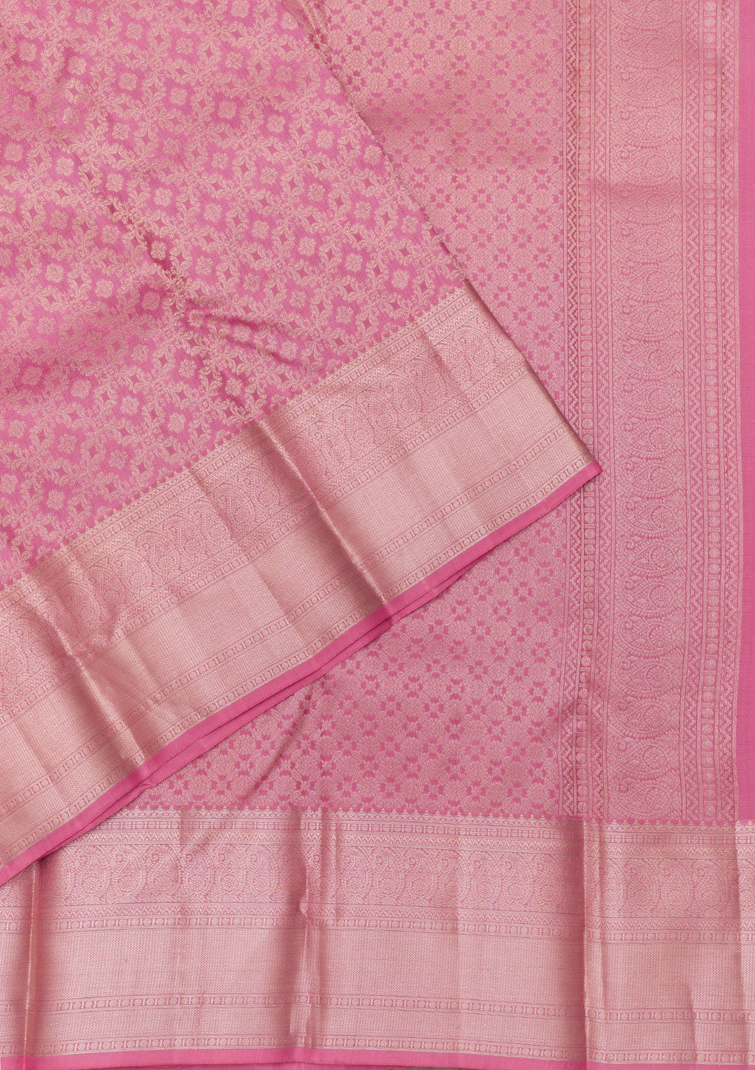 Onion Pink Zariwork Pure Silk Saree-Koskii