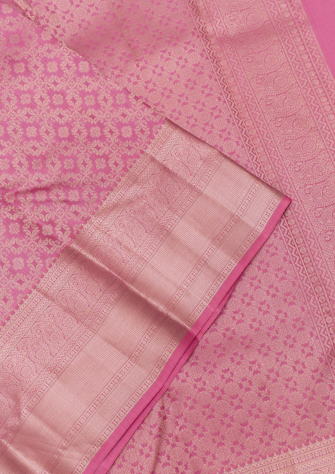 Onion Pink Zariwork Pure Silk Saree-Koskii
