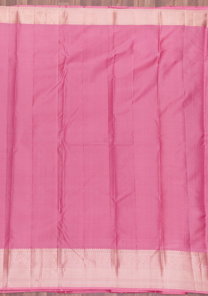 Onion Pink Zariwork Pure Silk Saree-Koskii