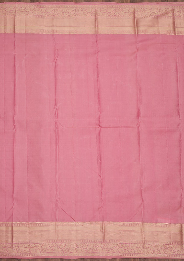 Onion Pink Zariwork Pure Silk Saree-Koskii