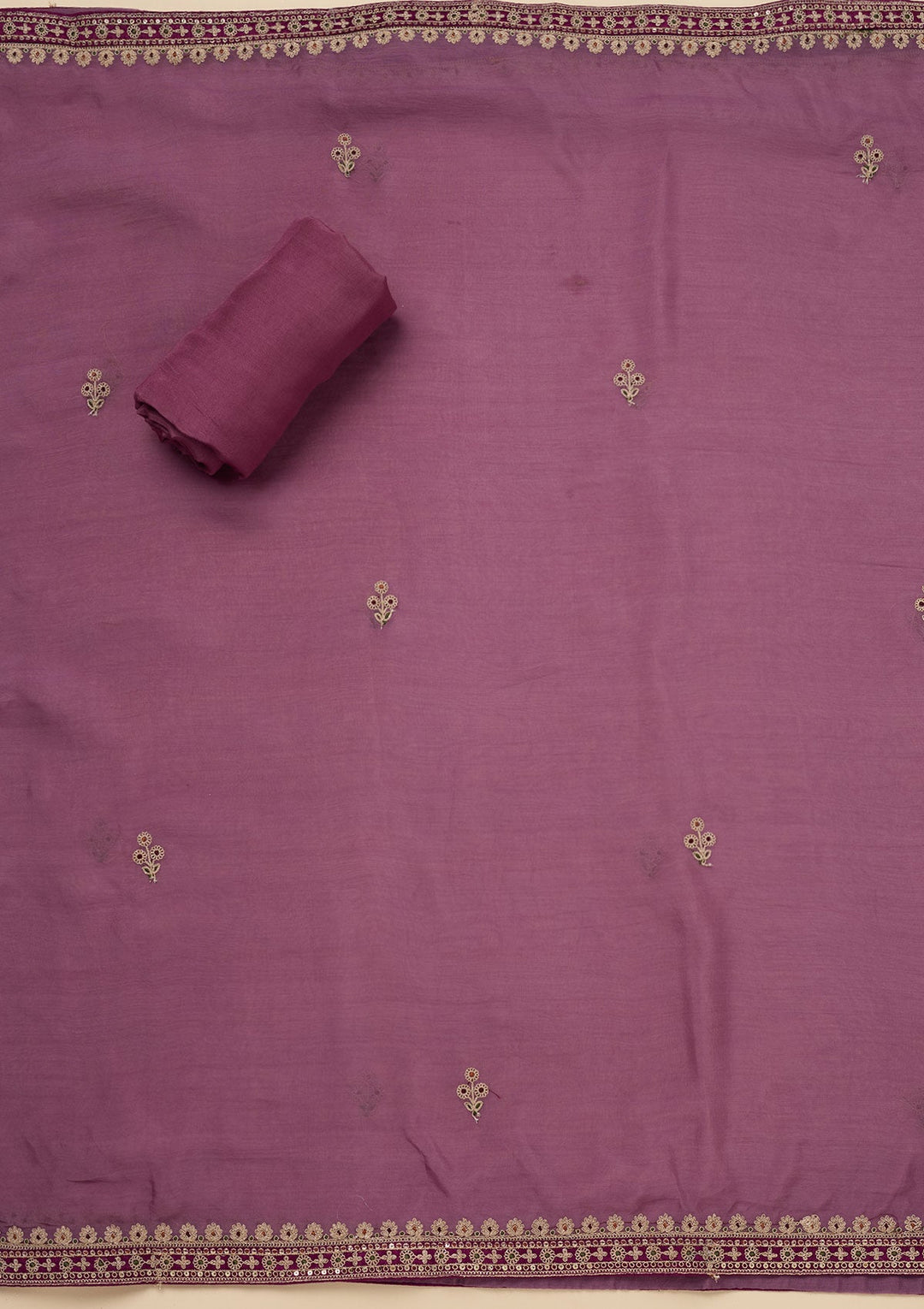 Onion Pink Zariwork Tissue Unstitched Salwar Suit-Koskii