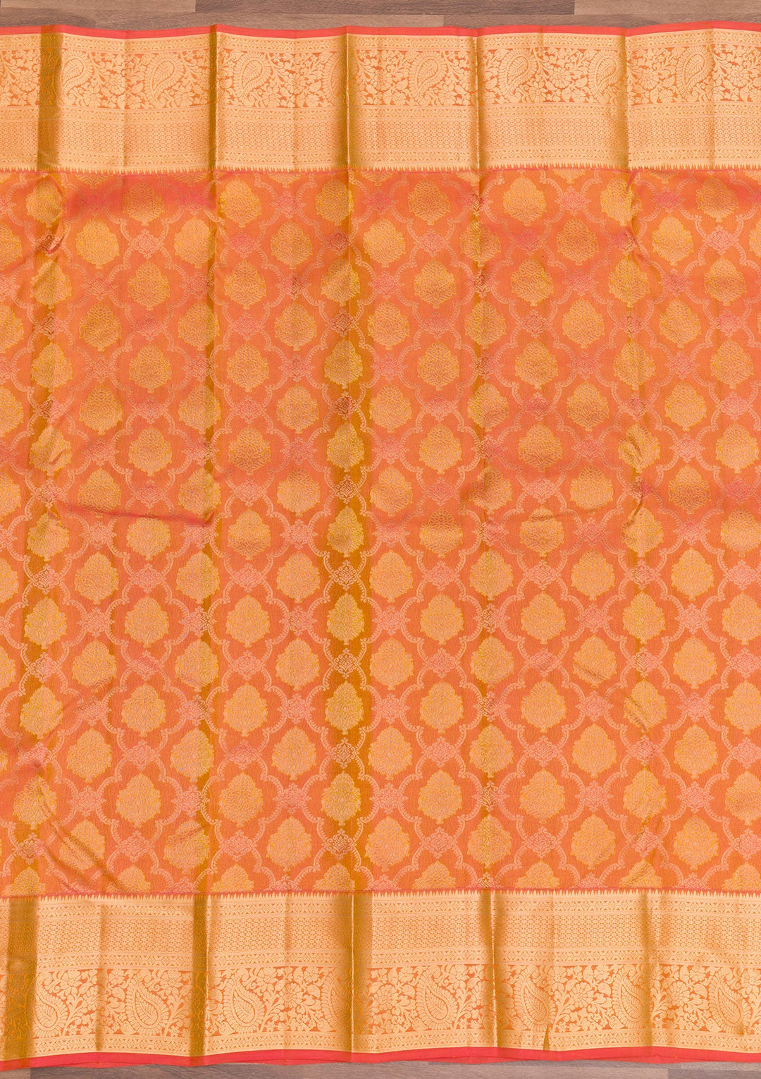 Orange Zariwork Pure Silk Saree-Koskii