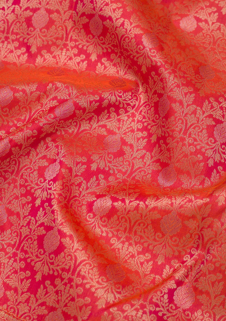 Orange Zariwork Pure Silk Saree-Koskii