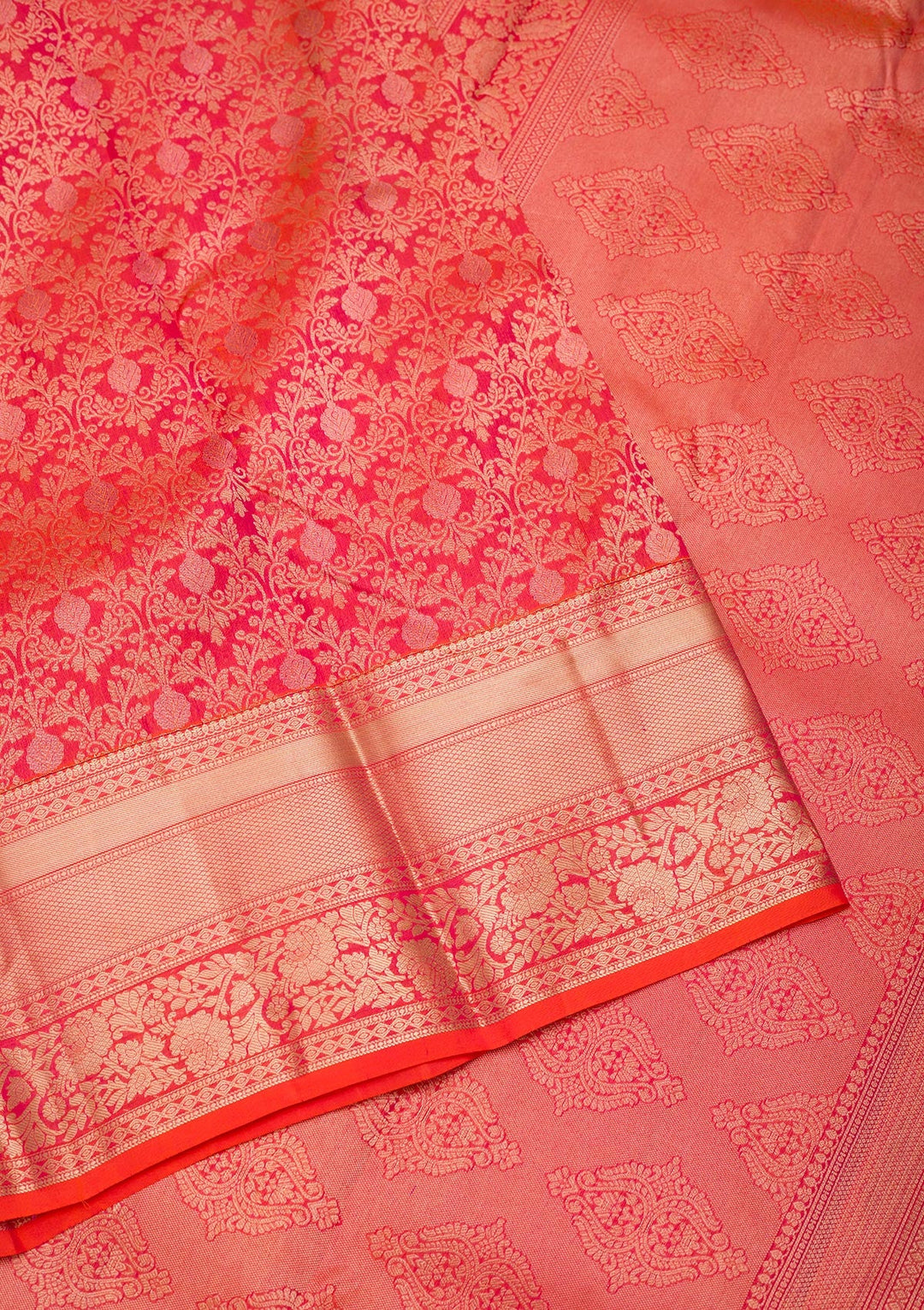 Orange Zariwork Pure Silk Saree-Koskii