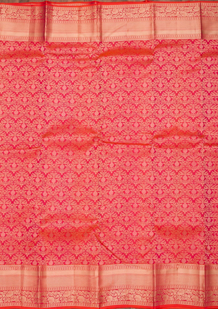 Orange Zariwork Pure Silk Saree-Koskii