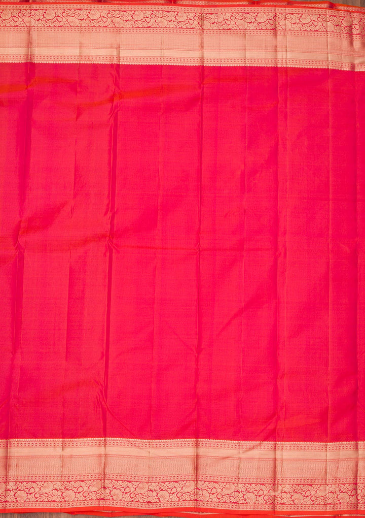Orange Zariwork Pure Silk Saree-Koskii