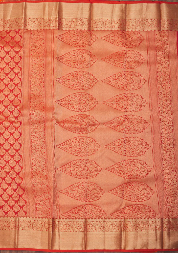 Orange Zariwork Pure Silk Saree