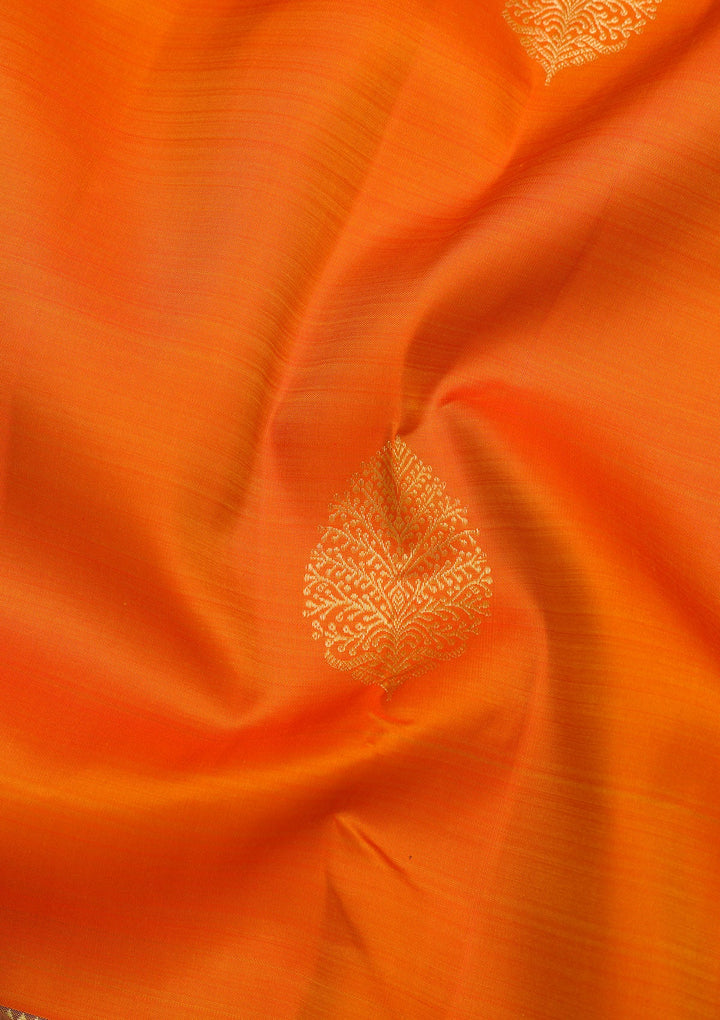 Orange Zariwork Pure Silk Saree-Koskii