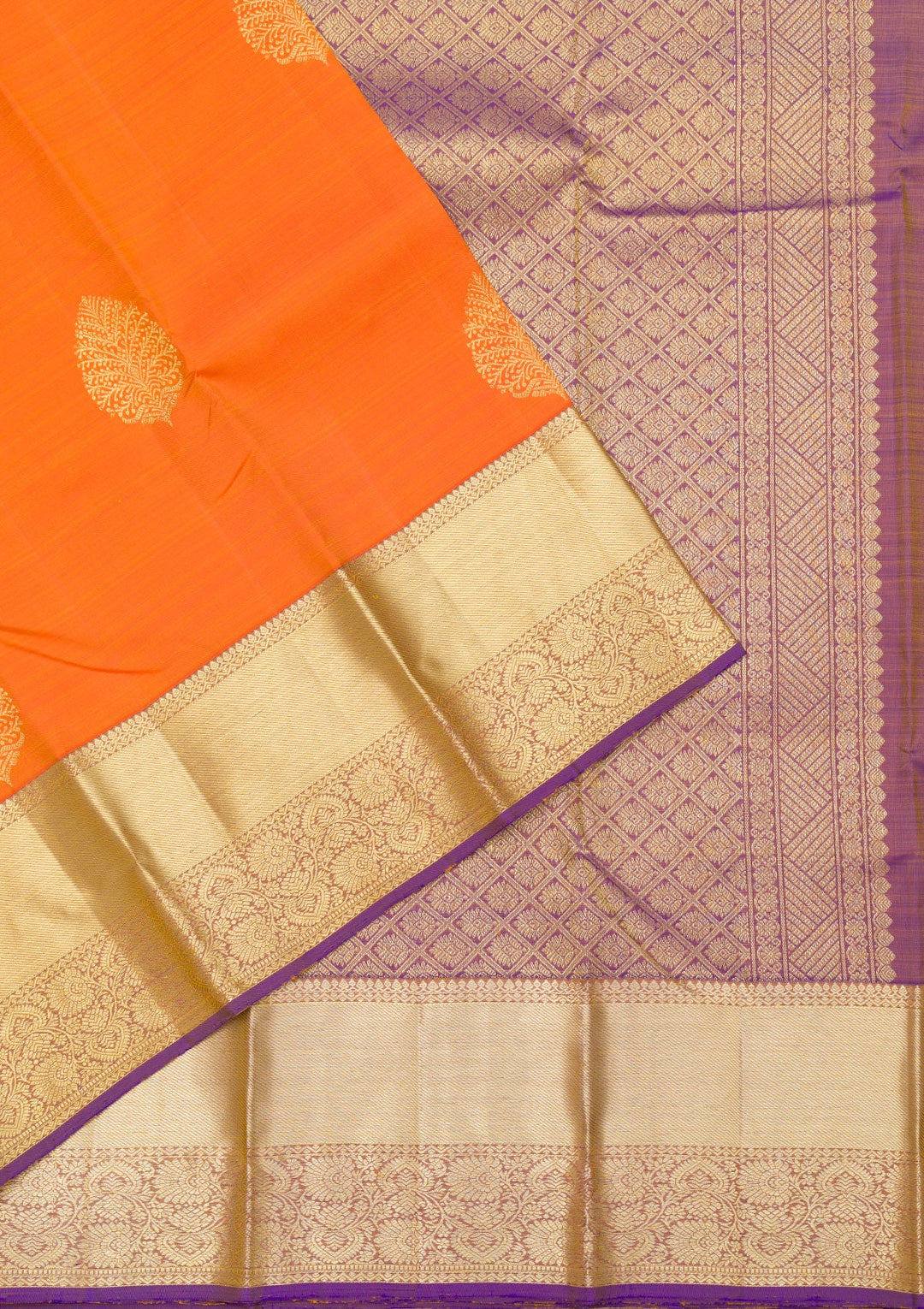 Orange Zariwork Pure Silk Saree-Koskii