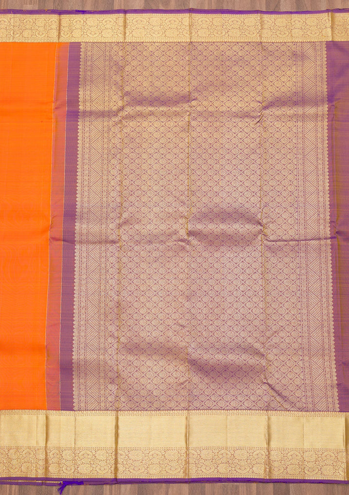 Orange Zariwork Pure Silk Saree-Koskii