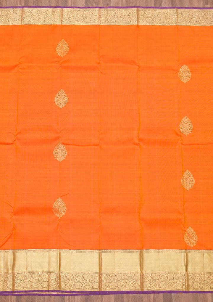 Orange Zariwork Pure Silk Saree-Koskii