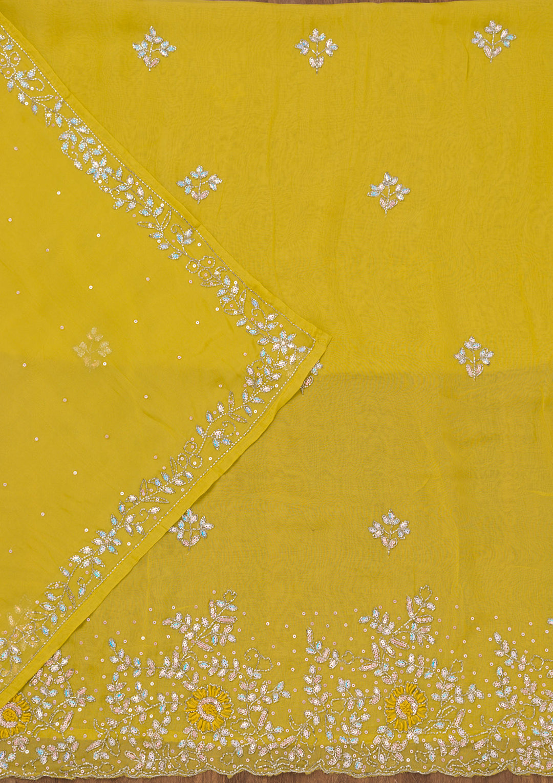 Parrot Green Stonework Tissue Unstitched Salwar Suit