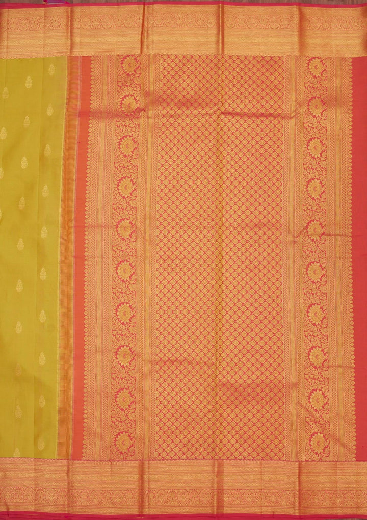 Parrot Green Zariwork Pure Silk Saree-Koskii