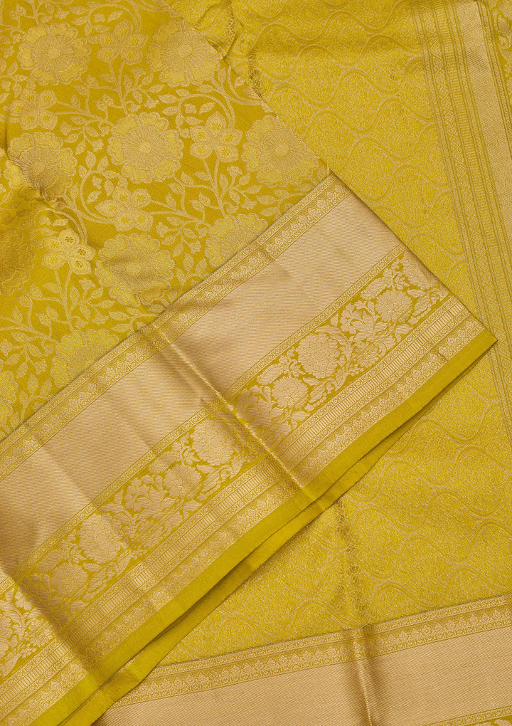 Parrot Green Zariwork Pure Silk Saree