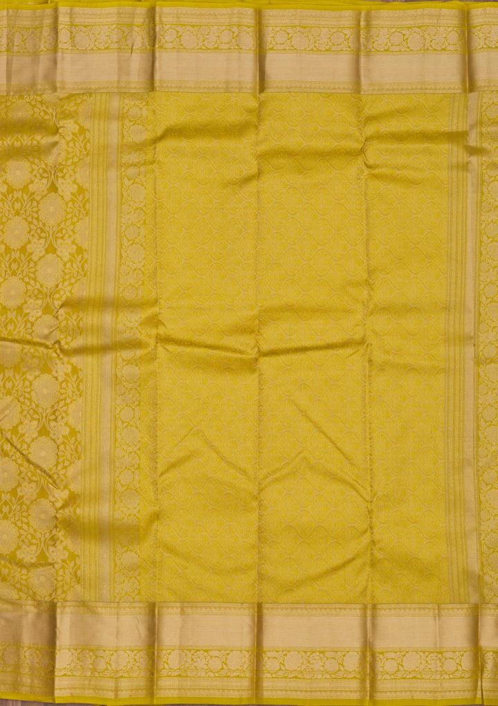 Parrot Green Zariwork Pure Silk Saree