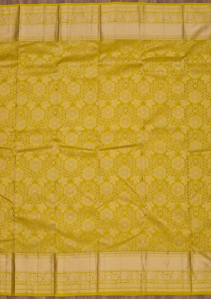 Parrot Green Zariwork Pure Silk Saree