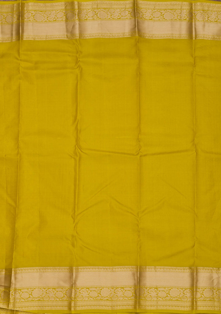 Parrot Green Zariwork Pure Silk Saree