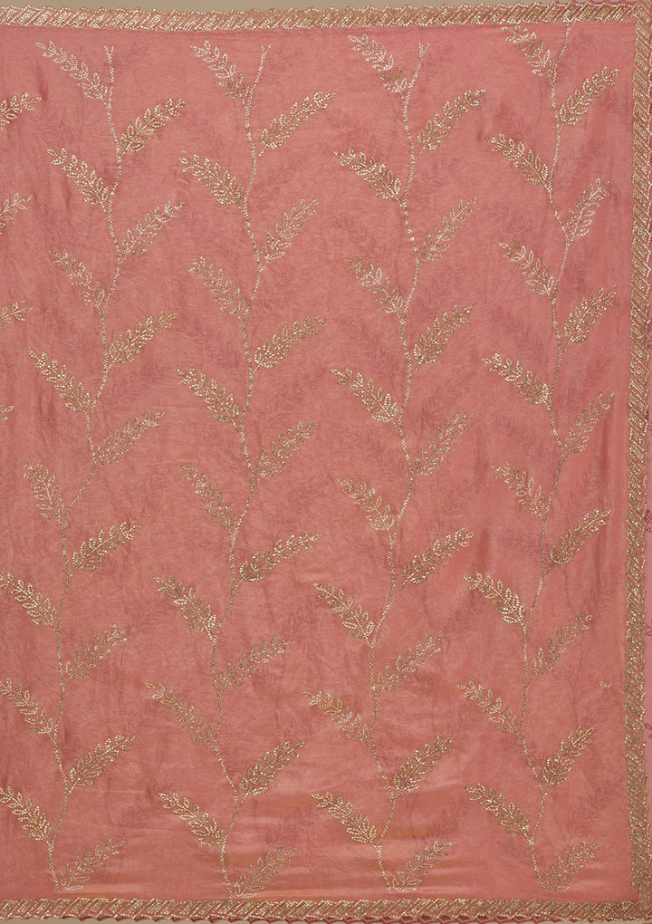 Peach Stonework Tissue Saree-Koskii