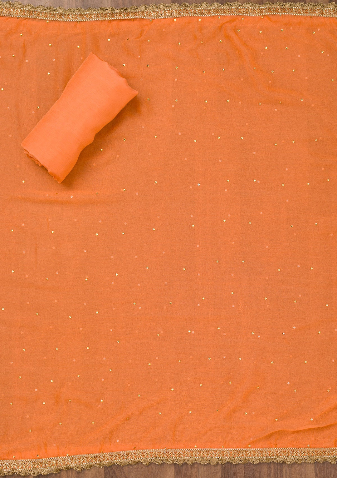 Peach Zariwork Organza Unstitched Salwar Suit-Koskii